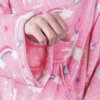Wearable Fleece Blanket with Sleeves & Foot Pocket for Kids Boys Girls Children,Lightweight Soft Blanket with Sleeves and Hook & Loop 48" x 48" Pink Unicorn