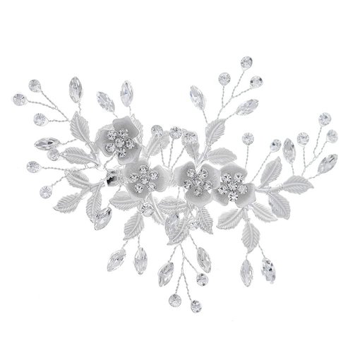 Hapibuy Silver Wedding Hair Clip Bridal Comb Barrette Hair Accessories Flower Headpieces For Bride Women (silver)