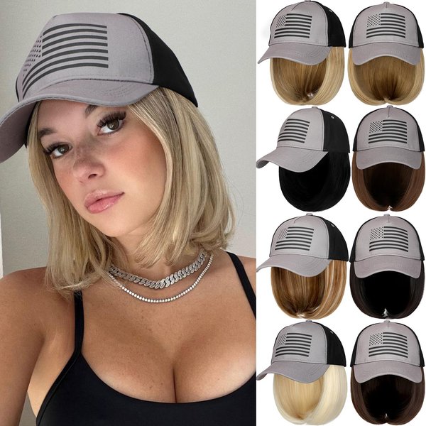 Qlenkay 14" Hair Extensions Straight Bob Synthetic Hairpiece Women Wig Bleach Blonde