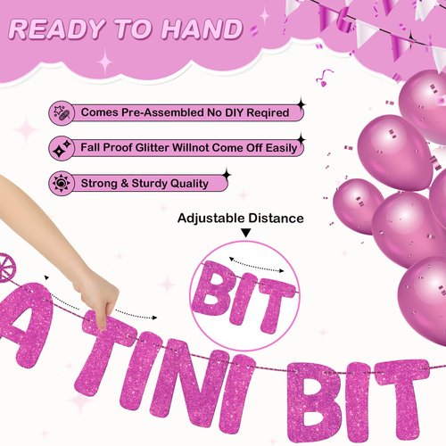 Fulmoon Pre Strung A Tini Bit Older Banner Glitter Martini Party Decorations Martini Bar Party Decorations Birthday Banner for Women (Hot Pink)