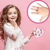 BXDOW 12Pcs Little Girl Jewel Rings in Box, Adjustable Flower Strawberry Rings Girls Kids Pretend Play, Cute Metal Rings with Heart Shape Display Case Party Favors Toys Gifts for Halloween, Christmas