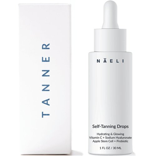 Self Tanner Bronzing Drops - Anti Aging Gradual Sunless Tanning Drops, Natural Hydrating Glow for Face & Body with Vitamin C - Fake Tan Lotion, Vegan & Cruelty Free, 1 oz