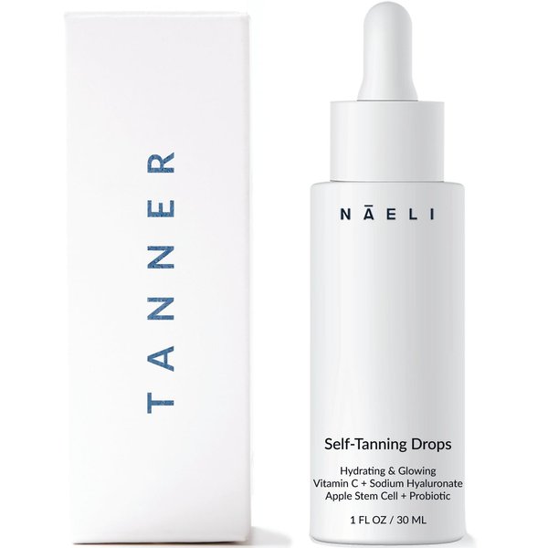 Self Tanner Bronzing Drops - Anti Aging Gradual Sunless Tanning Drops, Natural Hydrating Glow for Face & Body with Vitamin C - Fake Tan Lotion, Vegan & Cruelty Free, 1 oz