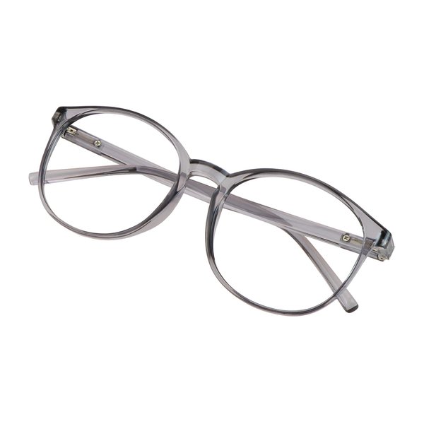 VisionGlobal Blue Light Blocking Glasses with Spring Hinge for Women/Men, Anti Eyestrain, Computer Reading, TV Glasses, Stylish Oval Frame, Anti Glare (Clear Gray, No Magnification)