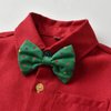 Toddler Dress Suit Baby Boys Clothes Sets Bowtie Shirts + Suspenders Pants 3pcs Gentleman Outfits Suits 6Month - 6Years (Red, 18-24M)