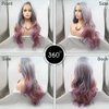 Side Part Long Hair Blue Green Grey Purple Pink Mixed Colour Synthetic Lace Front Wigs for Women Girls Replacement Party Cosplay Summer Wedding Wigs Mermaid Colourful Body Wave Natural Hairline 60cm