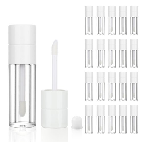 COSIDEA 20pcs Round 4ml 0.13oz White Empty lip gloss tubes with wand Lipgloss tube containers for lip oil packing