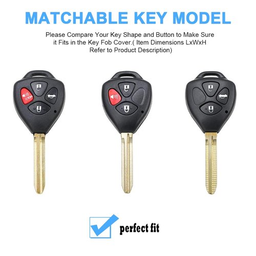 QBUC for Toyota Key Fob Cover with Keychain,Car Key Case Fit for Toyota 2007-2011 Camry | 2008-2013 Avalon Corolla | 2009-2016 Venza 4 Buttons Smart Remote Control (Purple, 4 Buttons)