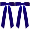 2PCS Velvet Hair Bows Ribbon Hair Clips, Alligator Hair Pins, Ponytail Holder Accessories Sides Metal Hair Bow Barrettes Hair Accessories for Women Girls Kids (Blue)