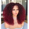ANNIVIA Short Lace Front Wigs for Black Women Burgundy HD Lace Front Curly Wig Pre Plucked with Babyhair, Dark Roots Burgundy Red Synthetic Bob Kinky Afro Short Curly Frontal Hair Wig 16inch（Burgundy）
