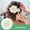 M METERXITY Rose Hair Clip, 4.33 Inch Flower Hairpin Fabric Floral Brooch for Bridal Wedding/Party/Women Hair Accessories, Hair Flowers Headpiece Floral Hair Pins [11cm, Beige White]