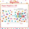 Happy Birthday Party Supplies Set - Birthday Dots Design, Featuring Happy Birthday Napkins, Suitable for Adults and Kids Birthday Decorations (6.5X6.5 in, 3-Ply Disposable, 50-Pack)