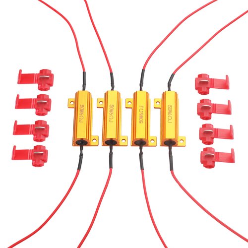 Aaron 4Pcs 50W 6ohm Load Resistors - Fix LED Bulb Fast Hyper Flash Turn Signal Blink Error Code (Resistors get very hot during working)
