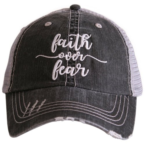 KATYDID Faith Over Fear Baseball Hat - Trucker Hat for Women - Stylish Cute Ball Cap Gray