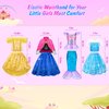 Meland Princess Dress Up - Dress Up Clothes for Girls with Princess Toys, Christmas Birthday Gift for Girls Age 3-8 Year Old (4 Princess with Bag)