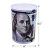 $100 Dollar Bill Piggy Bank 5 7/8" Tall Coin Saving Money Currency Benjamin Franklin Tin Can Banknote Jar (1 Pack, 8 1/2" X 6")