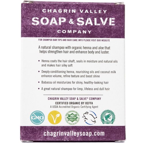 Chagrin Valley Soap & Salve Organic Natural Shampoo Bar - Henna (1 Bar)