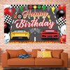Racing Cars Happy Birthday Decorations Backdrop Banner, Race Car Fast Birthday Party Decorations Photo Background Backdrop for Birthday Party Supplies Boys Children Men Celebration, 63 x 39.4Inch