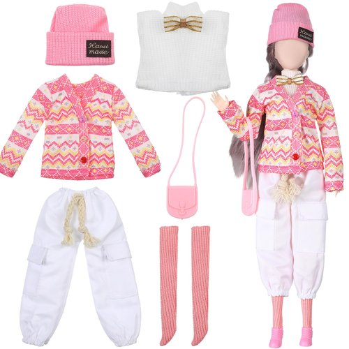 Geyoga Doll Clothes 11.5 Inch Girl Doll Accessories Casual Wear Clothes Outfits with Shoes Socks Hat Bag Top Jumpsuit Set Gift for Kids (Cute Style)