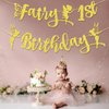 Ushinemi Pre-Strung Fairy First Birthday Decorations, NO DIY Gold Glitter Fairy Birthday Party Banner 1st Fairy Theme Party Supplies
