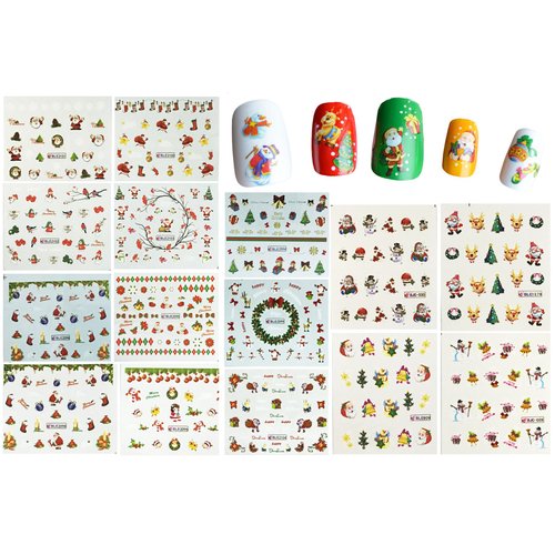 ALLYDREW Christmas Water Slide Nail Art Decals Water Transfer Nail Decals (44 sheets/Over 800 decals)
