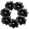7 Pcs Shiny Dance Cheer Fluffy Mesh Silky Hair Scrunchies For Thick Hair Performance/Sports/Party/Gymnastics Scrunchie Ponytail Holder Wrist for Girls Show (Black)