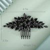 BERYUAN Women Girls Bridal Black Crystal Rhinestone Wedding Hair Comb Teardrop Rhinestone Wedding Headpiece Silver Gold Wedding Hair Accessories Bridal Headband for Brides Bridesmaid (black)