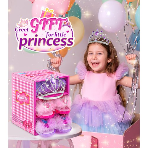 HAIMST Princess Dress Up Shoes Set, Girls Dress Up Toys, Jewelry Boutique Necklace Earrings Crown, Princess Dresses Role Pretend Play Gifts Princess Toys for Girls Aged 3 4 5 6 Years Old