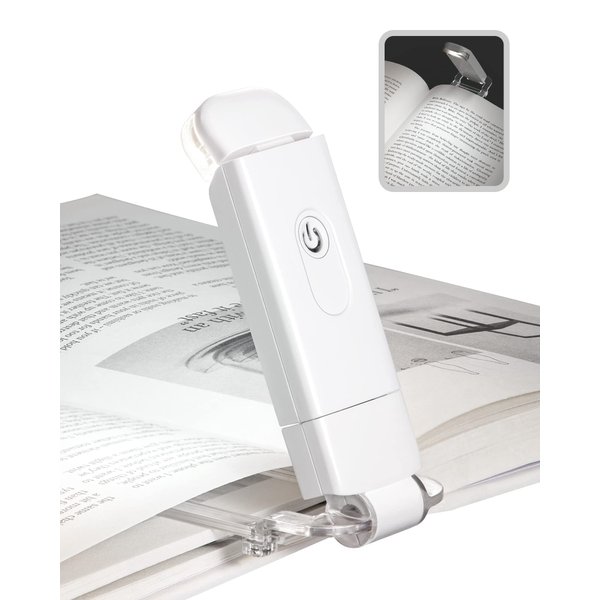 DEWENWILS Book Reading Light with Clip, USB Rechargeable Booklight for Reading in Bed, Eye Care LED Book Lamp for Kids, Bookworms,2 Brightness Levels (White)