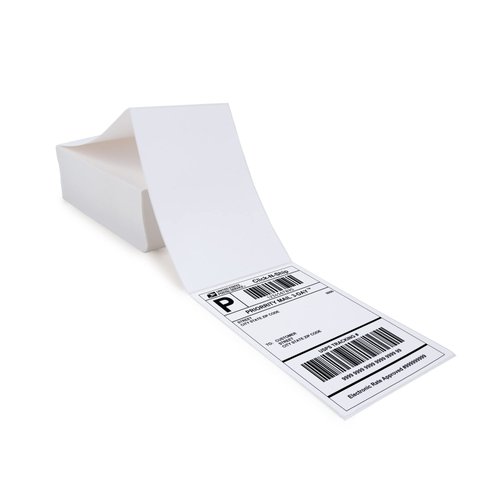 L LIKED 500 Labels Fanfold 4" x 6" Direct Thermal Labels, with Perforated line for Thermal Printers - Compatible Zebra & Rollo Printer (4" x 6" - 500 Labels)