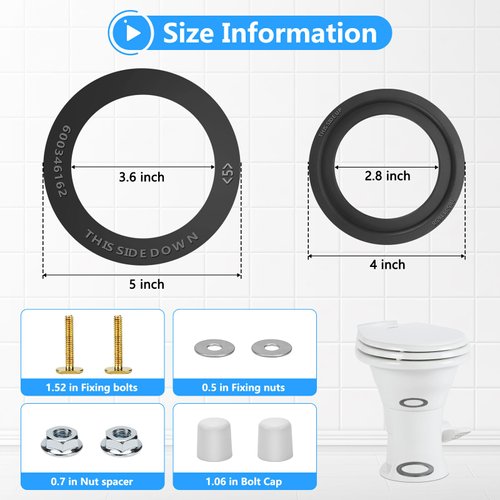 RV Toilet Seal, Replace 385311652 RV Toilet Seal Kit and 385311658 RV Toilet Flush Seal, Compatible with Dometic 300/310/320 Toilet, RV Toilet Gasket for 300/310/320 Series RV Toilet Flange Seal