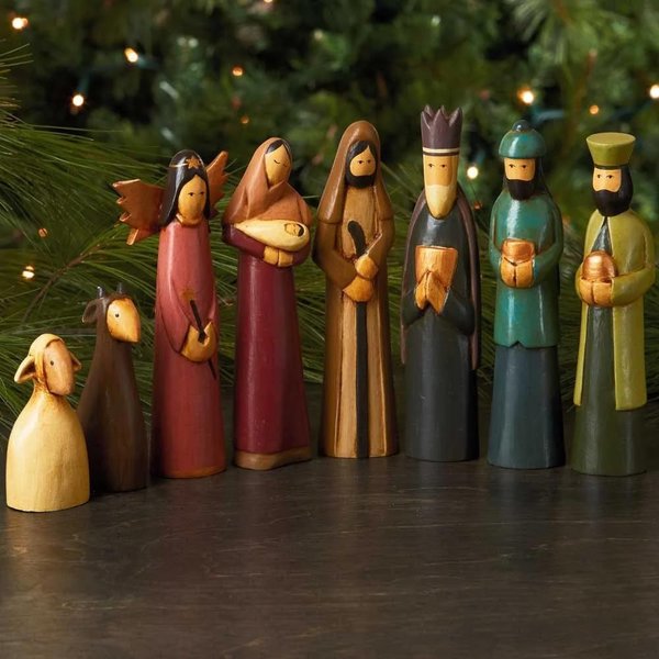 Dear Holidays Folk Art Tabletop Nativity Scene Set