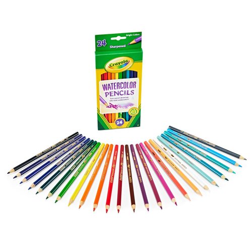 Crayola Watercolor Colored Pencils (24ct), Watercolor Paint Alternative, Watercolor Pencil Set for Kids, Stocking Stuffers, Holiday Gift, 3+