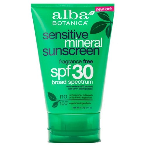 Alba Botanica Sensitive Mineral Sunscreen Fragrance Free, SPF 30 4 oz (Pack Of 2)