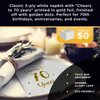 Cheers to 70 Years Cocktail Napkins | Happy 70th Birthday Decorations for Men and Women and Wedding Anniversary Party Decorations | 50-Pack 3-Ply Napkins | 5 x 5 inch folded (White)