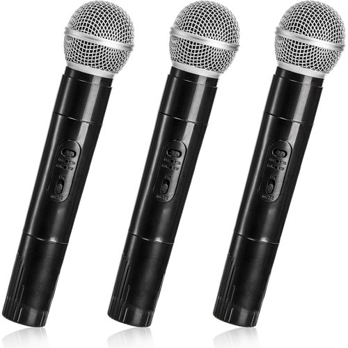 Mezchi 3 Pcs Microphone Prop, Plastic Fake Microphone, Toy Microphone for Karaoke, Play Microphone for Kids, Costume Prop, Birthday Party, 9 x 2 Inch