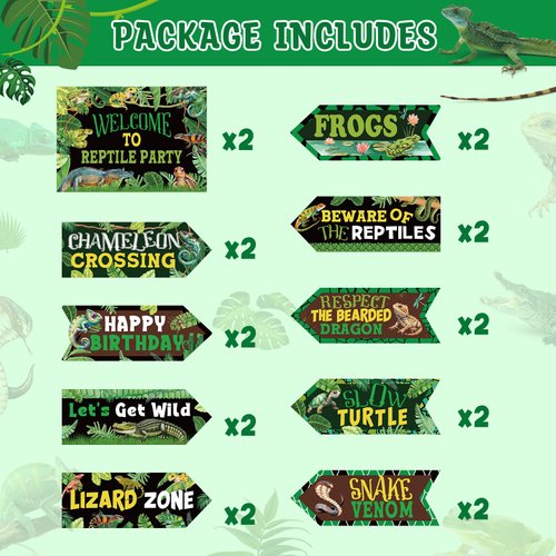 20 Pieces Reptile Birthday Party Decorations Welcome to Reptile Party Directional Signs Swamp Lizard Snake Alligator Reptile Birthday Party Supplies Wall Door Porch Yard Sign
