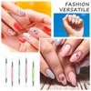 5 PCS Silicone Nail Art Acrylic Pen Brushes Set Dual Tipped Rhinestone Nail Polish Carving Pen Silicone Head Acrylic Handle Nail Art Brushes Silicone Nail Tools for Home Salon