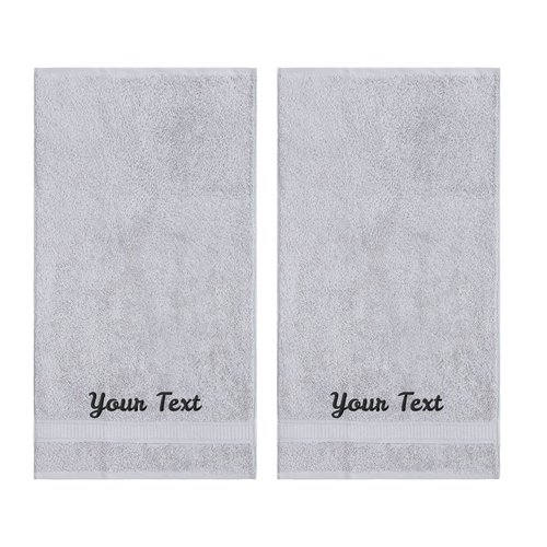 Personalized Towels, Hotel & Spa Quality, Super Soft, Highly Absorbent, Bathroom Towel Sets, 100% Turkish Genuine Cotton Monogrammed Towels 2 Piece Hand Towel Set for Face, Dorm, Gym & Spa, Light Grey