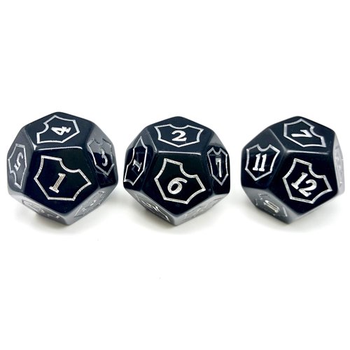 Hedral MTG D12 Spin-Down Loyalty Counter Dice 3 Die Set Black - Magic: The Gathering TCG CCG Planeswalker