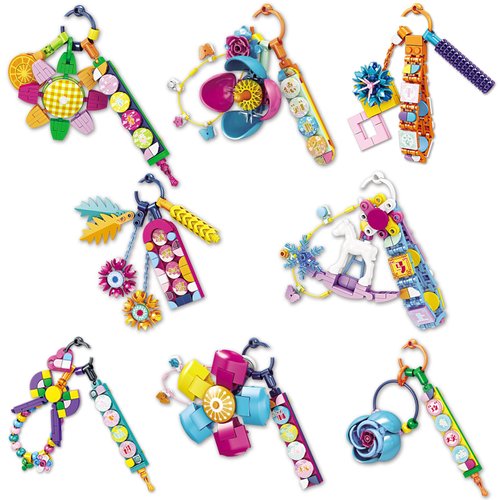 KAZI Keychain Building Sets for Girls,Hanging Decoration for Purse Handbag Backpack, DIY Handbag Decoration Keychain Making Kit,Bag Tag Toy Building Blocks,Funny Easter Gift