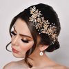 Leaf Bridal Hair Comb Rhinestone Hair Comb for Wedding,Prom Hair Accessories Gold Prom Hair Accessorie for Women and Girls (Gloden)