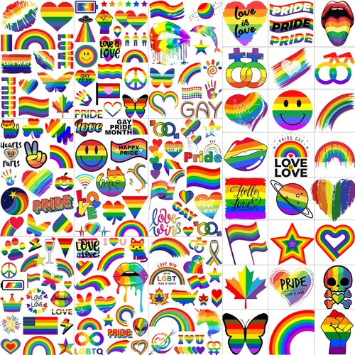 EGMBGM 132+ PCS LGBT Gay Pride Temporary Tattoos For Women Men Adults, Rainbow Temporary Tattoos ...