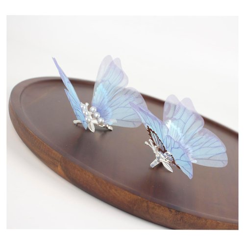 Blue Butterfly Hair Clips Medium Butterfly Clips for Hair 2 pcs Set with Dangling Wings Beautiful Butterfly Hair Accessories for Girls and Women