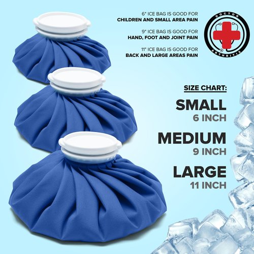 Doctor Developed Hot and Cold Pack/Ice Bag/Ice Pack/Compress [Single] - Re-useable and Waterproof with Spill-Proof caps and Durable, Anti-Leak Materials (Medium - 9", Blue)