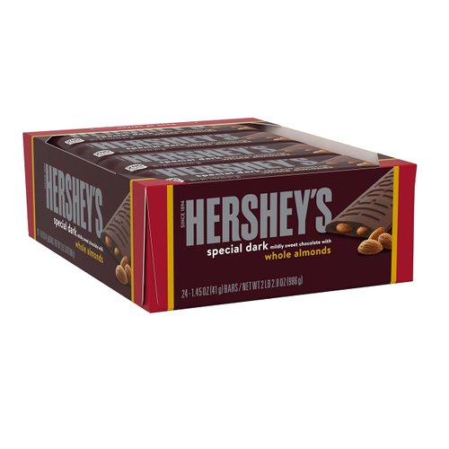 HERSHEY'S SPECIAL DARK Chocolate with Whole Almonds Candy Bars, 1.45 oz (24 Count)