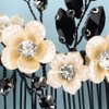 BERYUAN Bridal White Flower Black Crystal Rhinestone Hair Comb for Bride Bridesmaid Sliding side Headpieces Wedding Hair Accessories for Women and Girls (Black)
