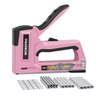 WORKPRO Pink Staple Gun, 6-in-1 Manual Brad Nailer with 4000-Pieces Staples for Fixing Material, Carpentry, Upholstery, Furniture and DIY - Pink Ribbon