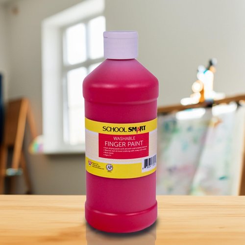 School Smart Washable Finger Paint, Red, 1 Pint Bottle