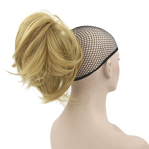 IMISSU Curly Flexible Claw Ponytail Hairpieces Synthetic Clip In Hair Extensions Little Pony Tail Hair Pieces (Honey Blonde)
